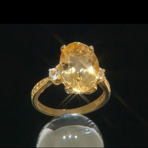 Yellow Brazilian‎ Citrine 18K Yellow Gold Over Sterling Silver Ring 6.50ctw